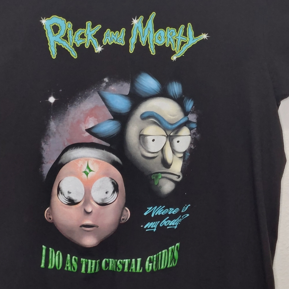 Rick and Morty "I Do As The Crystal Guides" Graphic Tee -Young Men's  XL. 💎